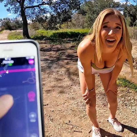 super hot teen goes out on a hike with a lush vibrator in...... by camsoda