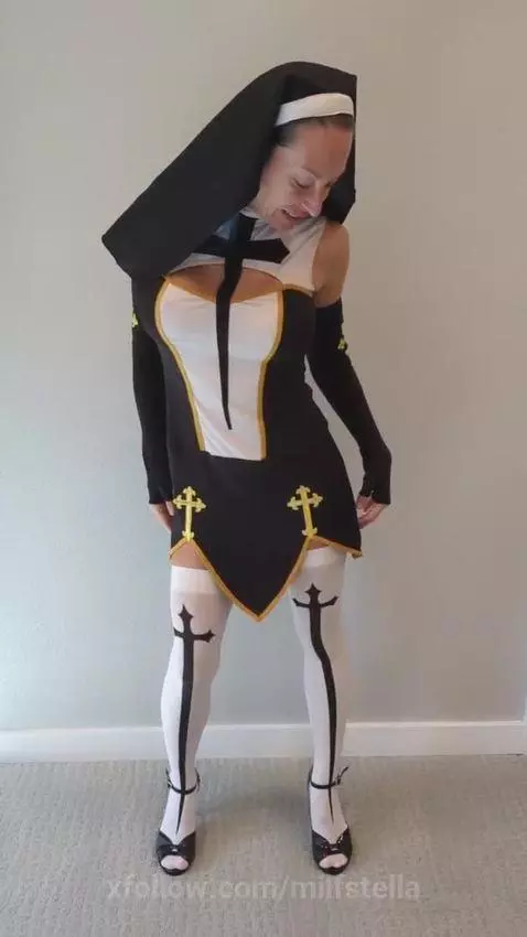 Nun Stella Cosplay Costume Try On by milfstella