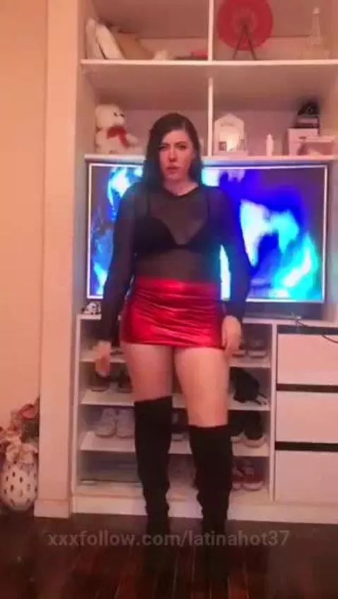 Pretty Girl in Red Miniskirt by latinahot37