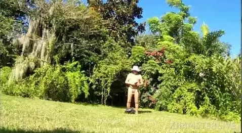 Naked outside enjoying my remote controlled truck! by theclubist111