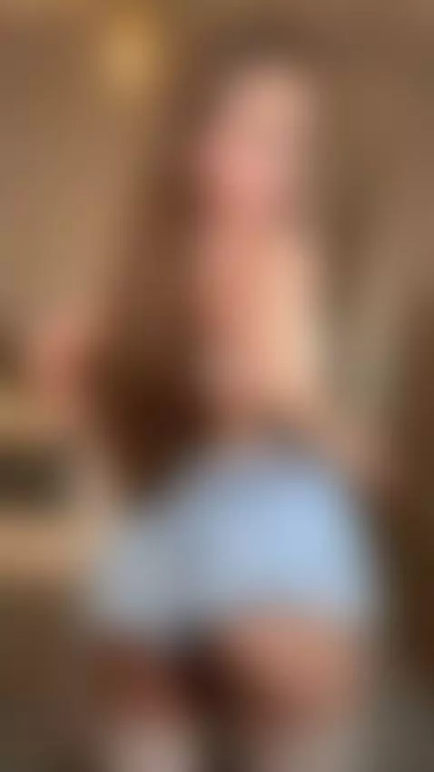 18+ Sexy ass peeking from frilly blue shorts, lace stockings... by miaroseee