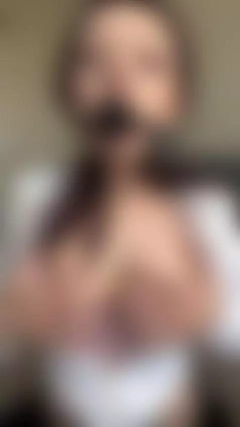 She moans around gag while squeezing tits 😈 by jadiexbaddie