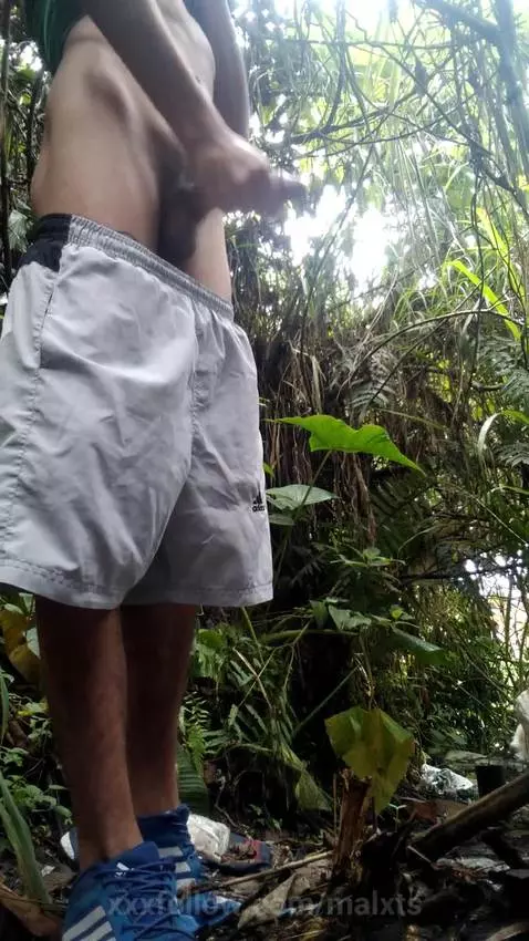 la primera vez que me masturbé en publico,  en un bosquesito... by malxts