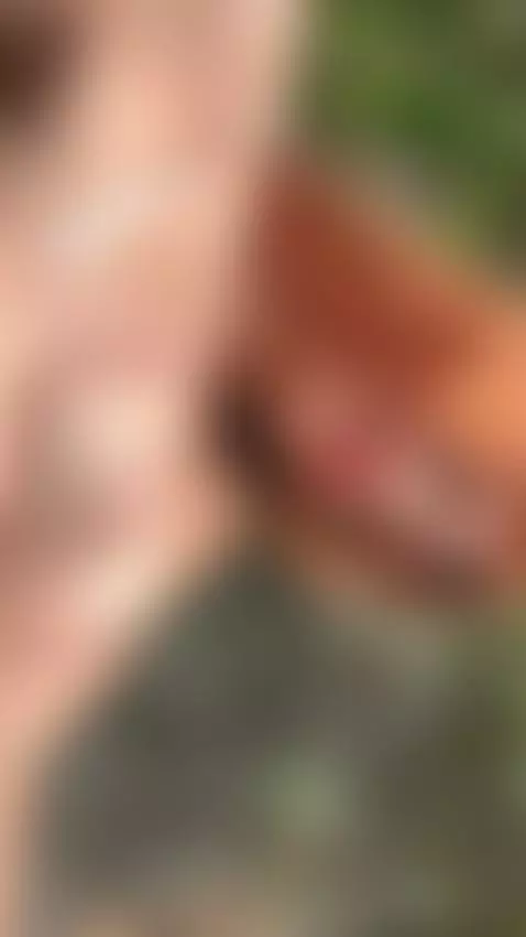 18+ Redhead's perky nude tits and wet pink pussy outdoors. by adelka2003