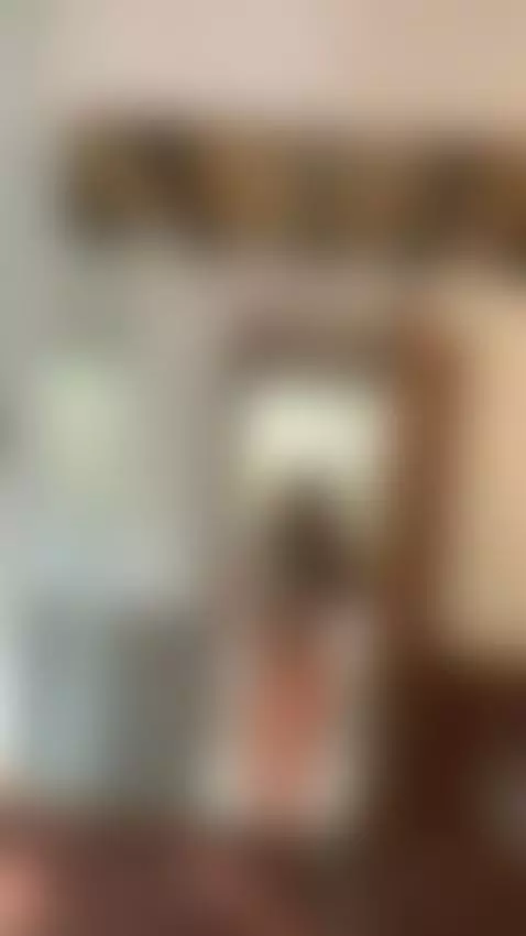 18+ Sexy mirror tease: bare ass, perky tits in skimpy orange... by adelka2003