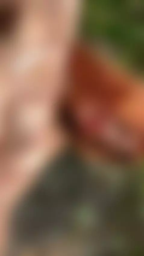 18+ Redhead's perky nude tits and bare pussy tease outdoors. by adelka2003