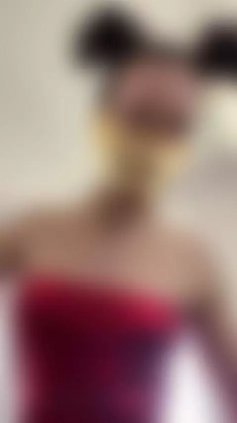 Gold mask tease in a vibrant red dress by holyharlott
