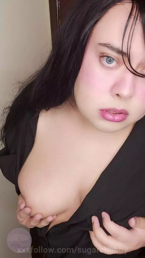 One hand, one tease… black shirt pulled just enough for a li... by sugarchubby