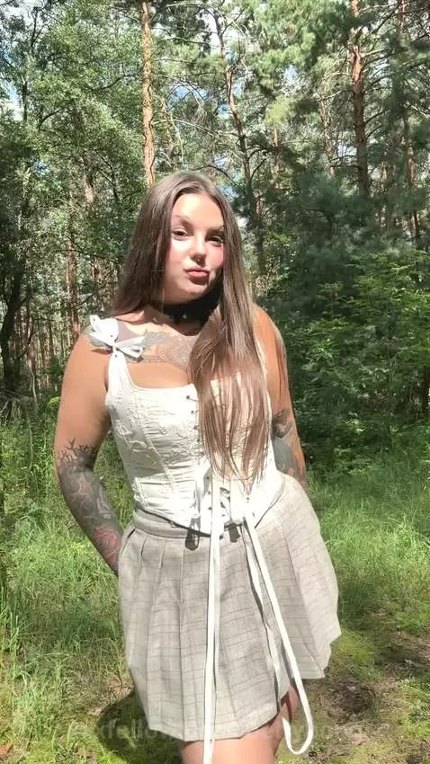 18+ Tattooed babe's juicy tits and bare ass in forest. by bettybong