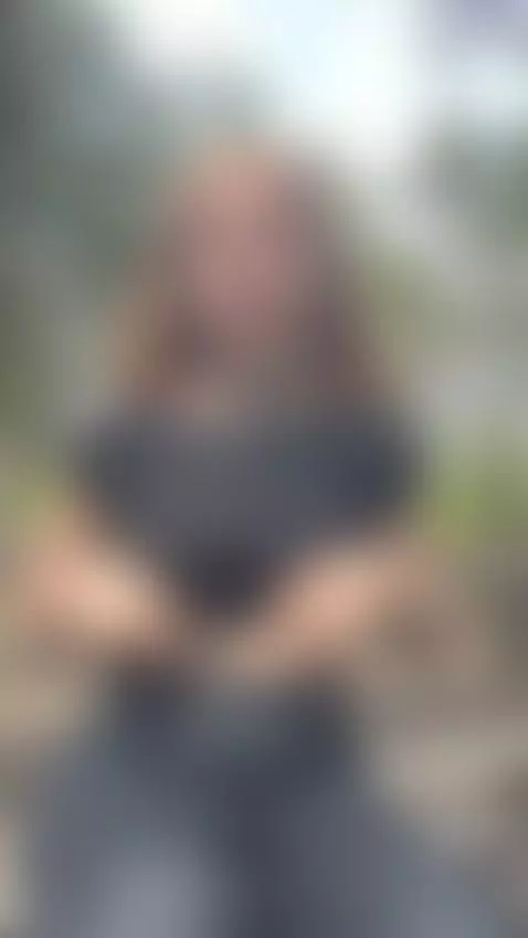 18+ Redhead flashing perky nude tits on forest bench. by crazylexi