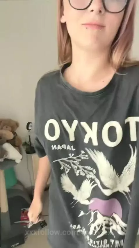 18+ Pink-haired cutie flashing perky nude tits in panties. by crazylexi