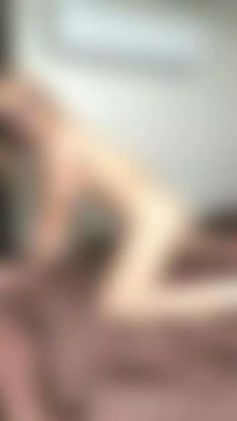 18+ Blonde glasses nude, perky tits and round ass up on bed. by crazylexi