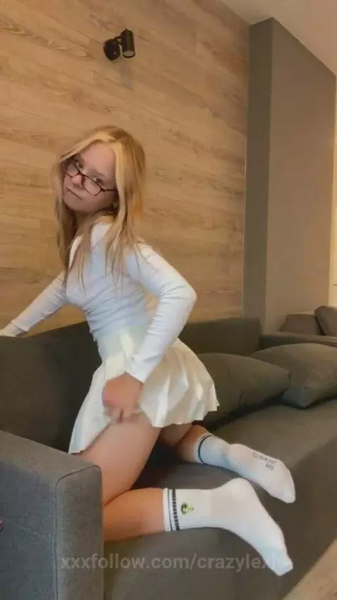 18+ Sexy blonde teases perky tits and juicy ass in mini skir... by crazylexi