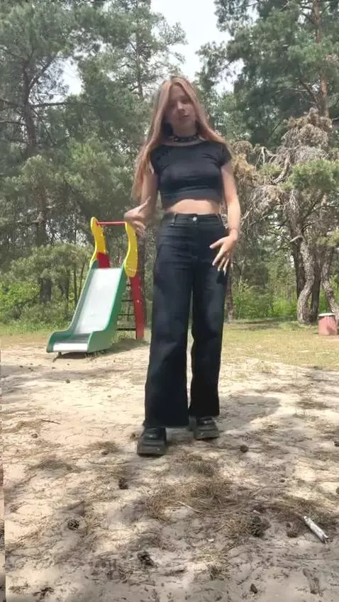 18+ Sexy blonde in crop top flaunts curves outdoors. by crazylexi