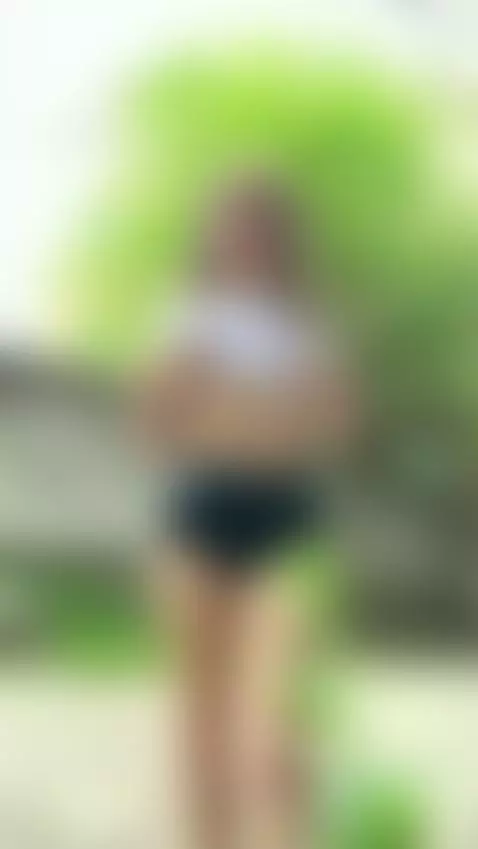 18+ Blonde flashing perky nude tits in sexy shorts outdoors. by crazylexi