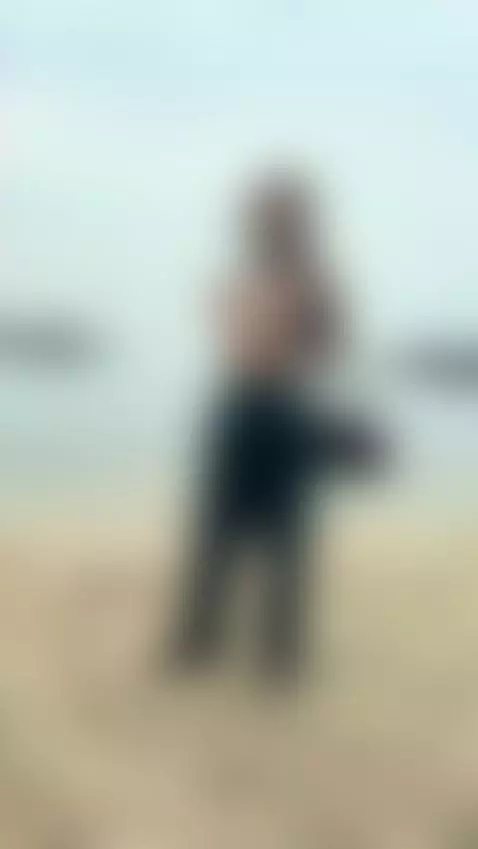 18+ Blonde topless tease: perky nude tits on wild beach. by crazylexi