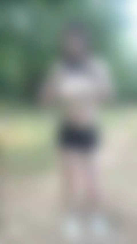 18+ Sexy teen bares perky tits in shorts. by karawaves