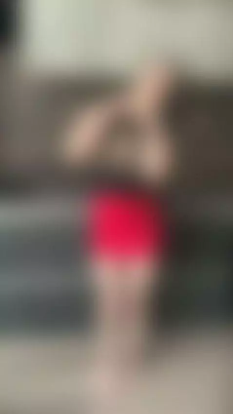 18+ Perky nude tits teasing in red mini skirt. by karawaves