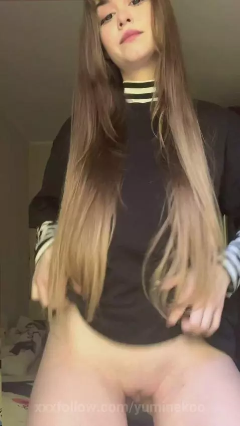 18+ Cute babe strips to reveal perky small tits and bare pus... by yuminekoo