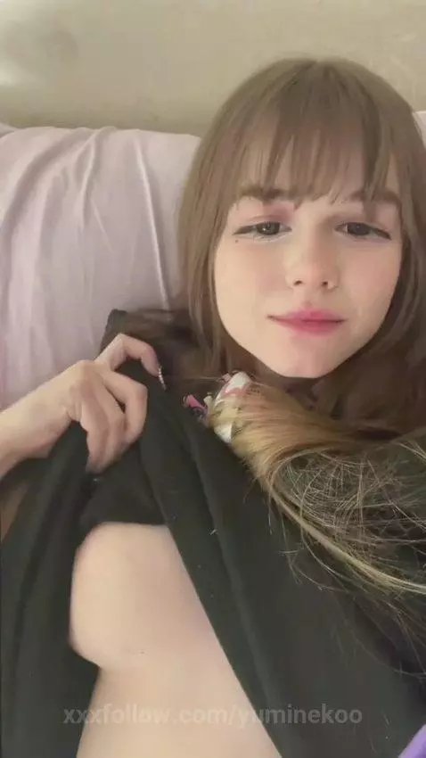 18+ Cute bangs babe teases perky small tits nude. by yuminekoo