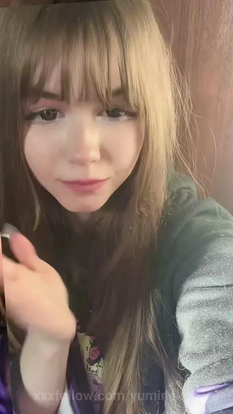 18+ Sexy smiling babe with bangs in cozy hoodie tease. by yuminekoo