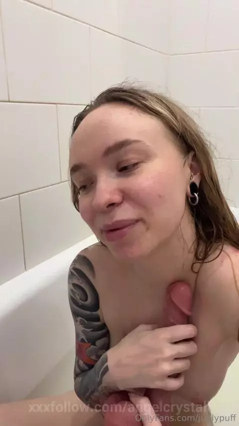 Girl jerking off to a dildo in bathroom by angelcrystall