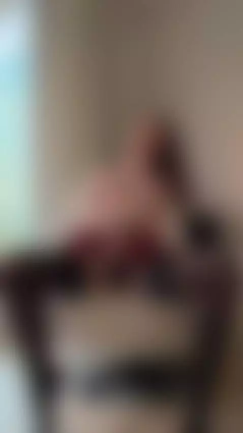 Red plaid skirt and black stockings teased in the chair by katequinnxxx