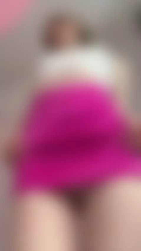 Pink satin skirt teases with a little pull by katequinnxxx