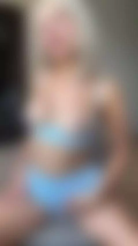 Blonde tease in light blue lingerie and nipple clamps by alexagreyforyou
