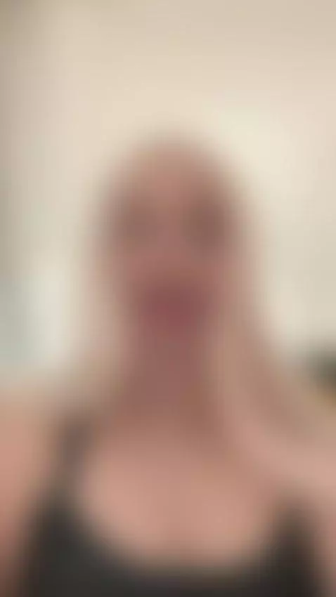 18+ Sexy blonde teasing juicy tits with naughty tongue out by alicetargaryen