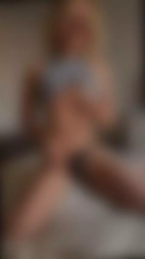 Grey top lifted, black lace teasing on bed 💗 by sweet-holly-moon