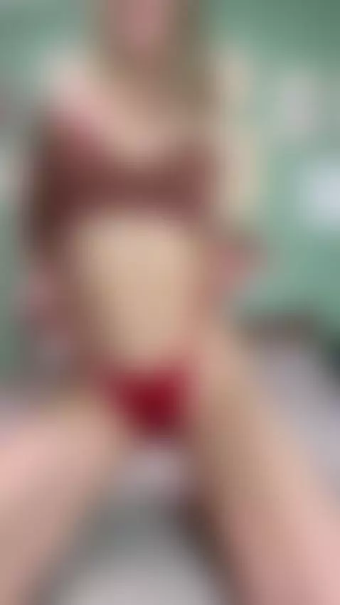 🔥 Blonde tease in luxurious red lingerie by callme-hotkris