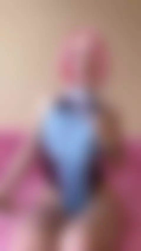 Pink hair girl sits legs apart on fuzzy pink couch 🤫 by sofichan