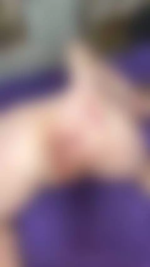 Back view of someone lying on purple bedding Naked and hand ... by blondydollies