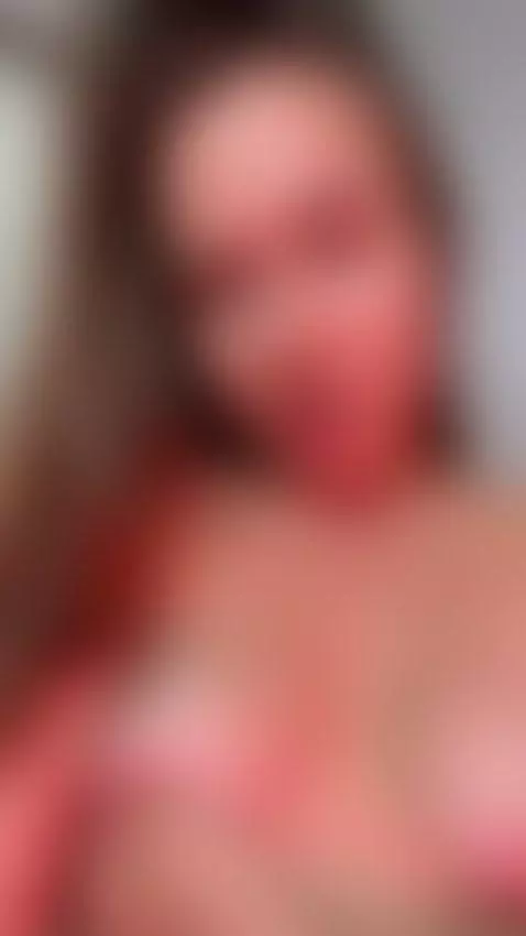 Hand on soft tit, lips parted – red heat in her eyes by kirasweetpeach