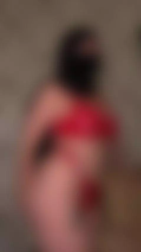 Red lace lingerie and black hijab in close up view 🍑 full te... by mariaamaru