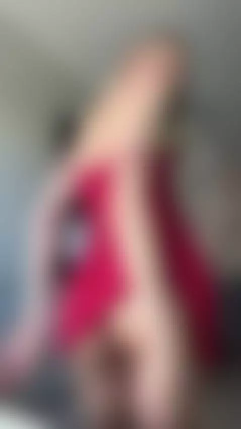 Red dress lifted to reveal the jeweled plug deep in her ass ... by monicamon