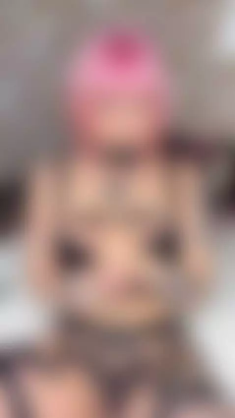 Pink hair, gagged, and stroking. by miapinkyy