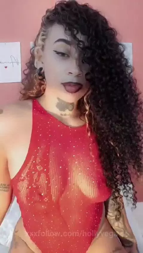 The red lingerie make me look so naughty 😈 by hollyvega